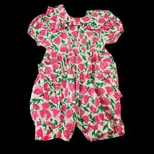50s West Coast Baby Girl Short Romper Short Slv Button Closure Cotton Infant 12M